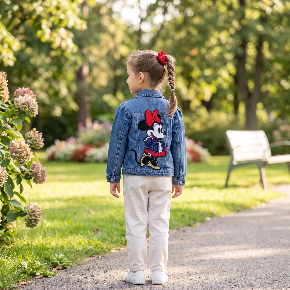 Baby GAP Disney 3D Minnie Mouse Denim Jacket Puff Sleeve Medium Wash Toddler 5T